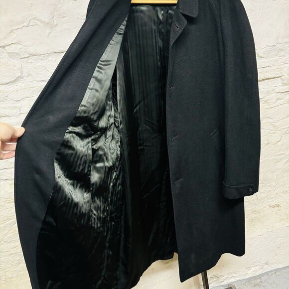 Vintage 60s Hart Schaffner Marx 100% Cashmere Silver Trumpeter Overcoat 42R 44R - Picture 6 of 10